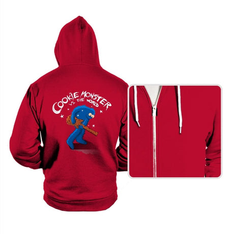 Cookie Monster vs The World - Hoodies Hoodies RIPT Apparel Small / Red