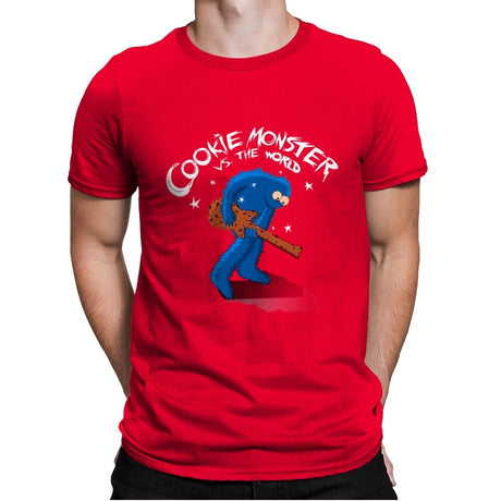 Cookie Monster vs The World - Mens Premium T-Shirts RIPT Apparel Small / Red