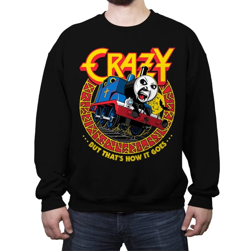 Crazy Train - Anytime - Crew Neck Sweatshirt Crew Neck Sweatshirt RIPT Apparel Small / Black