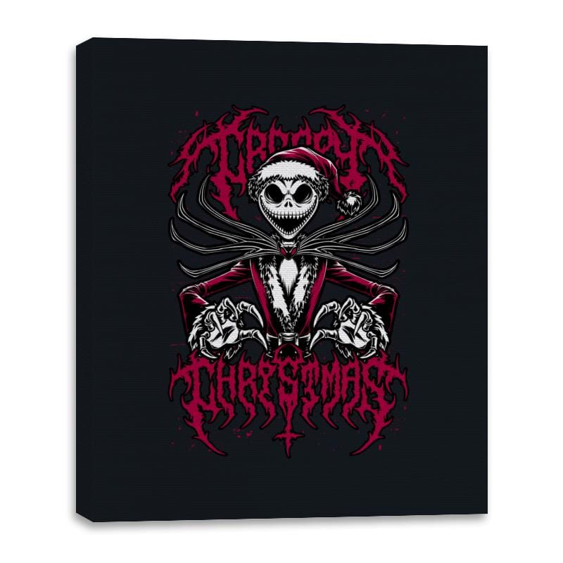 Creepy Christmas Skeleton - Canvas Wraps Canvas Wraps RIPT Apparel 16x20 / Black