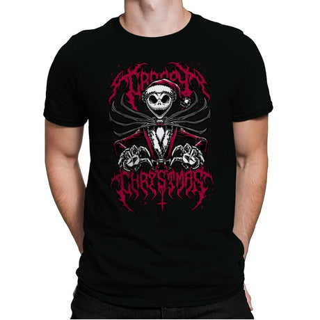 Creepy Christmas Skeleton - Mens Premium T-Shirts RIPT Apparel Small / Black