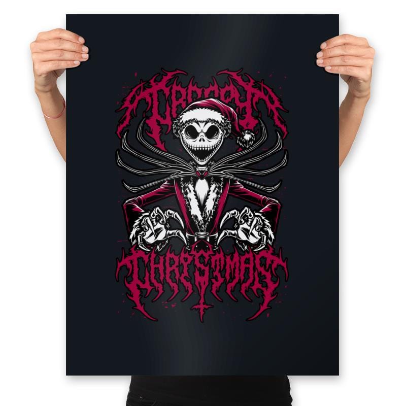 Creepy Christmas Skeleton - Prints Posters RIPT Apparel 18x24 / Black