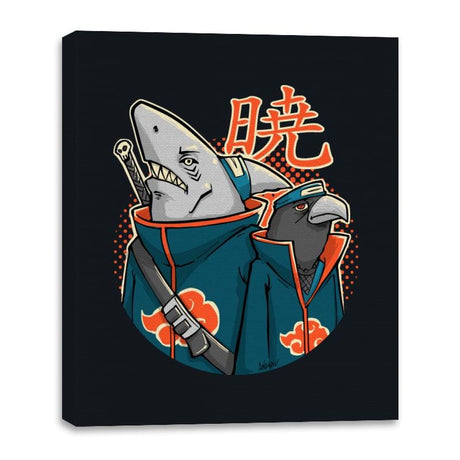 Crow and Shark - Canvas Wraps Canvas Wraps RIPT Apparel 16x20 / Black