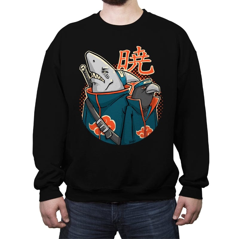 Crow and Shark - Crew Neck Sweatshirt Crew Neck Sweatshirt RIPT Apparel Small / Black