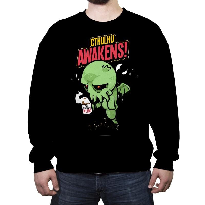 Cthulhu Awakens Again - Crew Neck Sweatshirt Crew Neck Sweatshirt RIPT Apparel