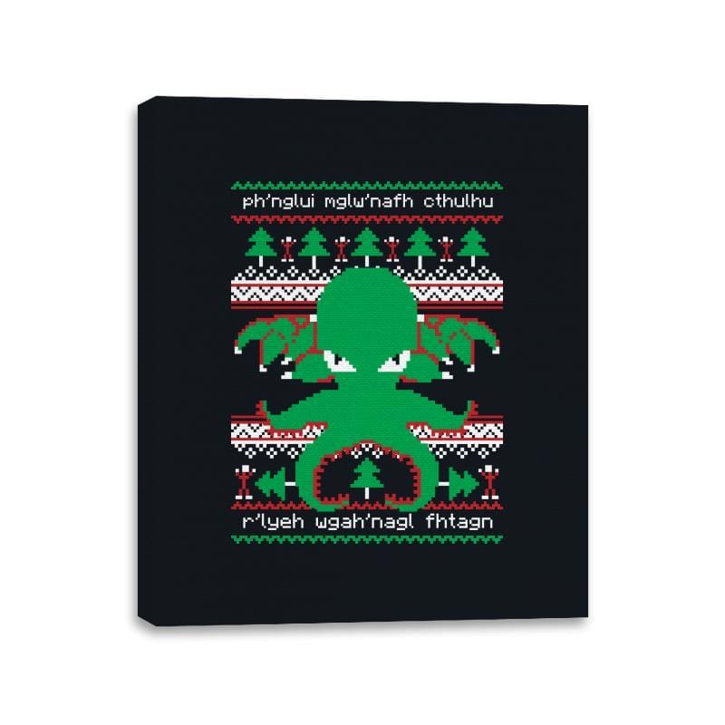 Cthulhu Cultist Christmas - Canvas Wraps Canvas Wraps RIPT Apparel 11x14 / Black