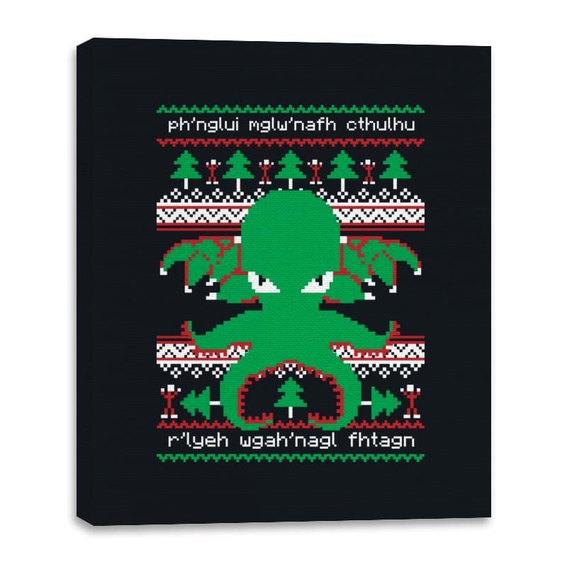 Cthulhu Cultist Christmas - Canvas Wraps Canvas Wraps RIPT Apparel 16x20 / Black