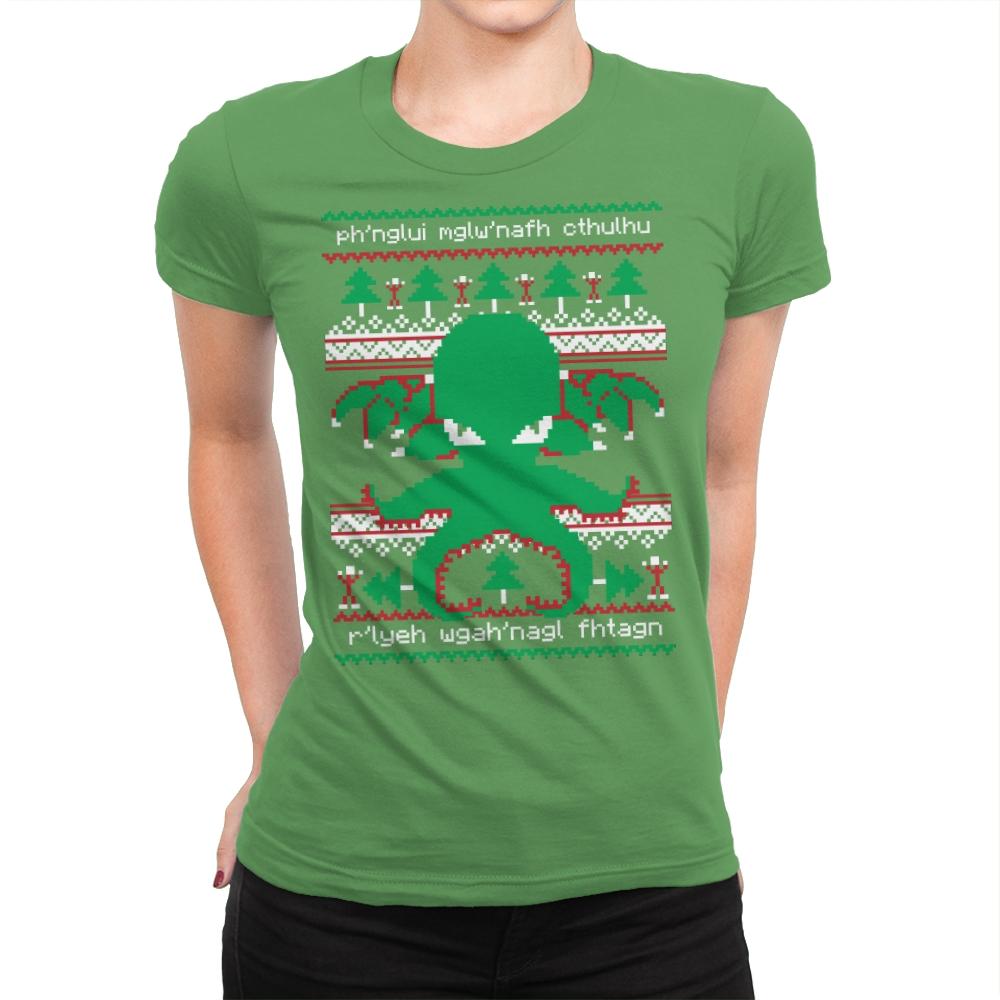 Cthulhu Cultist Christmas - Womens Premium T-Shirts RIPT Apparel Small / Kelly