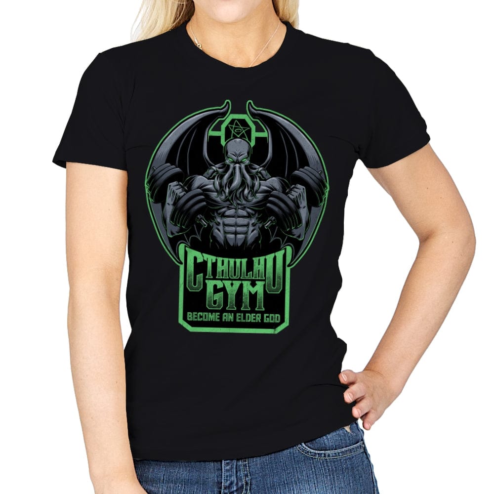 Cthulhu Gym - Muscular Bodybuilder Monster - Womens T-Shirts RIPT Apparel Small / Black