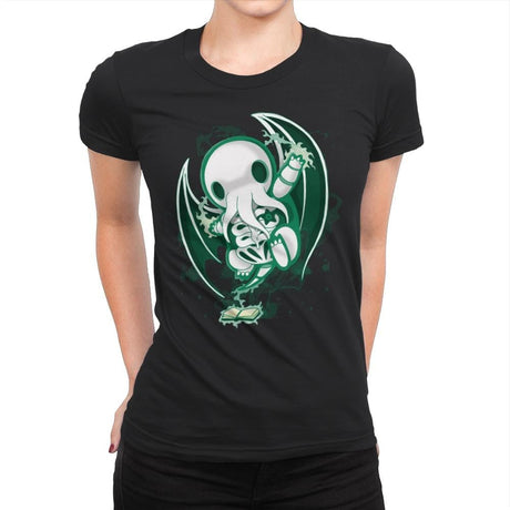 Cthulhu Skeleton - Womens Premium T-Shirts RIPT Apparel Small / Black