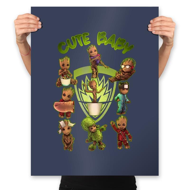 Cute Baby - Prints Posters RIPT Apparel 18x24 / Navy