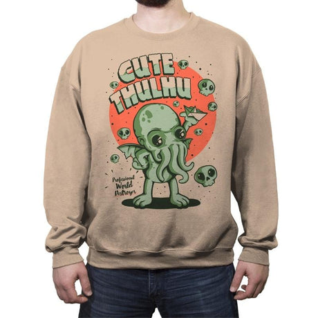 Cutethulhu! - Crew Neck Sweatshirt Crew Neck Sweatshirt RIPT Apparel Small / Sand