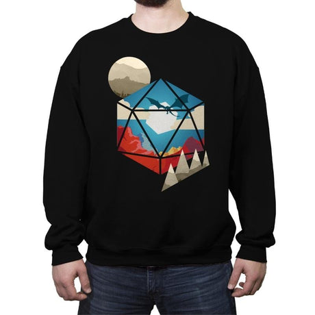 D20 World - Crew Neck Sweatshirt Crew Neck Sweatshirt RIPT Apparel Small / Black