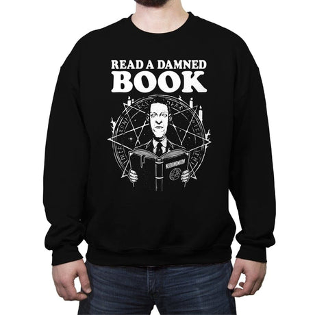 Damned Books - Crew Neck Sweatshirt Crew Neck Sweatshirt RIPT Apparel Small / Black