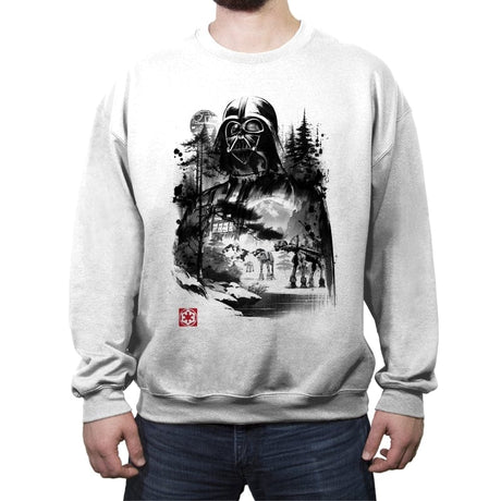 Dark Lord in the Snow Planet Sumi-e - Crew Neck Sweatshirt Crew Neck Sweatshirt RIPT Apparel Small / White