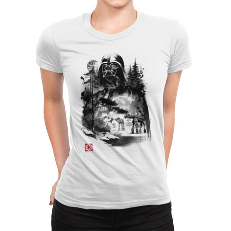 Dark Lord in the Snow Planet Sumi-e - Womens Premium T-Shirts RIPT Apparel Small / White