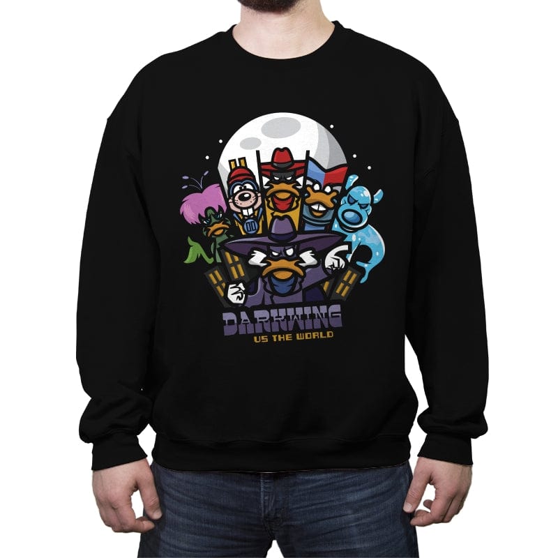 Darkwing Vs The World - Crew Neck Sweatshirt Crew Neck Sweatshirt RIPT Apparel Small / Black