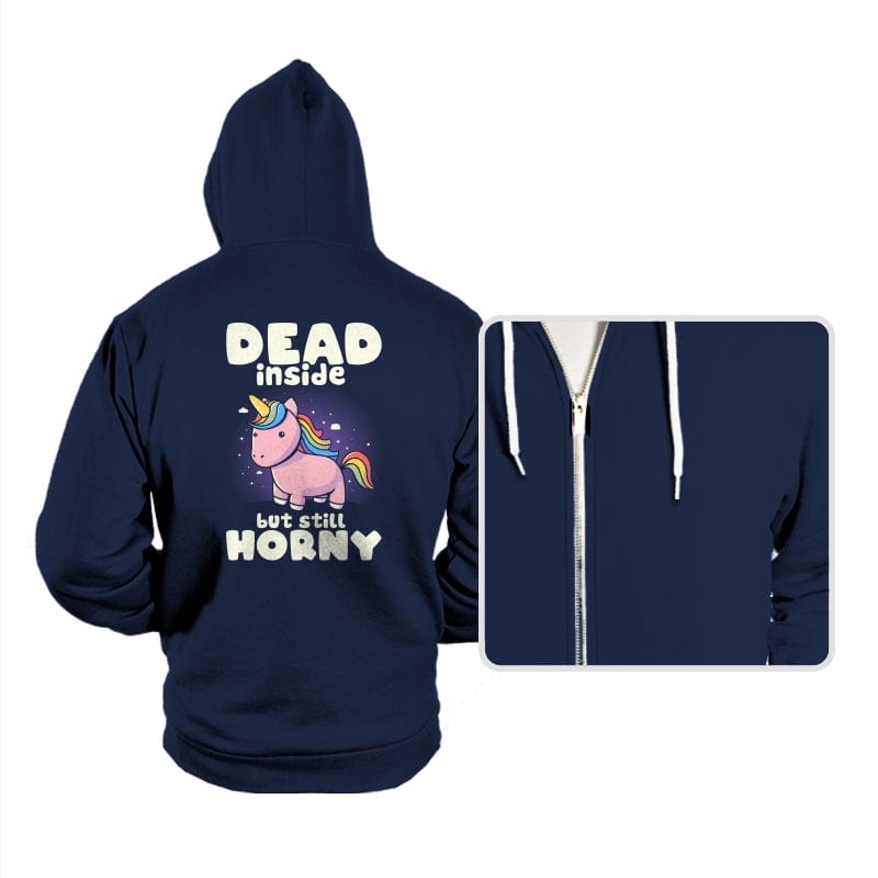 Dead Inside But Still Horny - Hoodies Hoodies RIPT Apparel Small / Navy