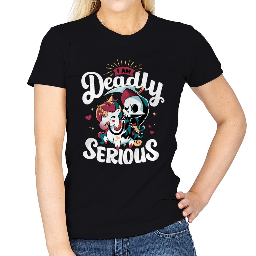 Deadly Serious - Womens T-Shirts RIPT Apparel Small / Black