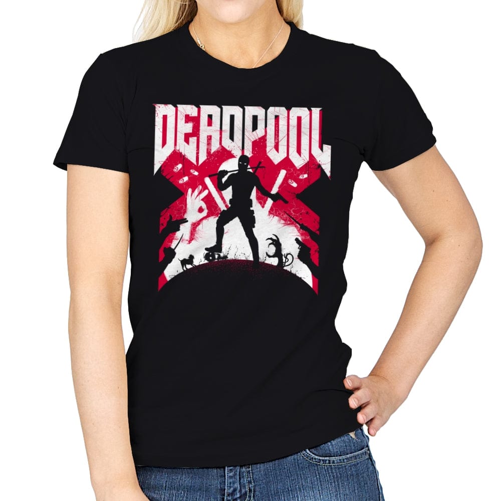 Deadpool Doom - Womens T-Shirts RIPT Apparel Small / Black