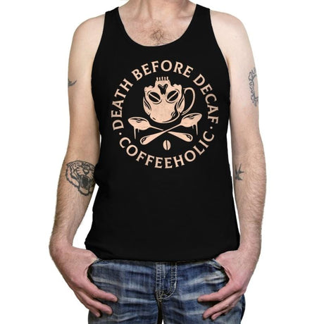 Death Before Decaf - Tanktop Tanktop RIPT Apparel X-Small / Black