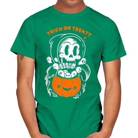 Death's Trick or Treat - Anytime - Mens T-Shirts RIPT Apparel Small / Kelly Green