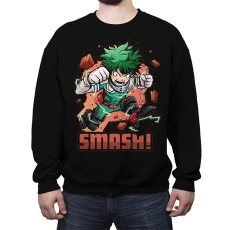 Deku Smash - Crew Neck Sweatshirt Crew Neck Sweatshirt RIPT Apparel Small / Black