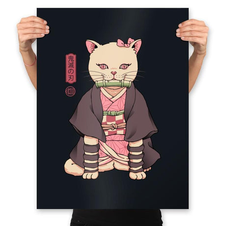 Demon Cat Girl - Prints Posters RIPT Apparel 18x24 / Black