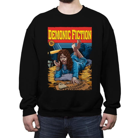 Demonic Fiction - Crew Neck Sweatshirt Crew Neck Sweatshirt RIPT Apparel Small / Black