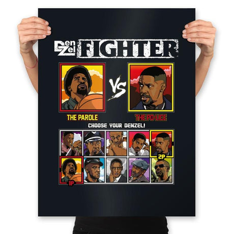 DenZel Fighter - Retro Fighter Series - Prints Posters RIPT Apparel 18x24 / Black