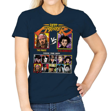 Depp Fighter - Womens T-Shirts RIPT Apparel Small / Navy