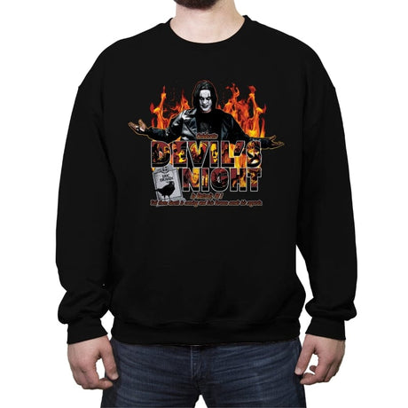 Devil's Night in Detroit - Crew Neck Sweatshirt Crew Neck Sweatshirt RIPT Apparel Small / Black