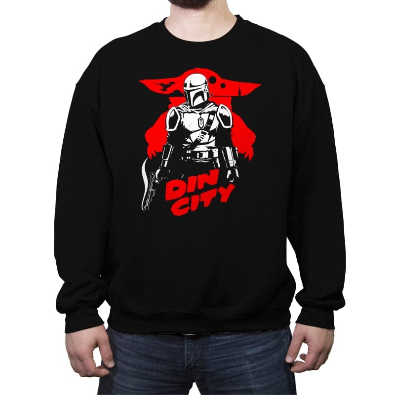 Din City - Crew Neck Sweatshirt Crew Neck Sweatshirt RIPT Apparel Small / Black