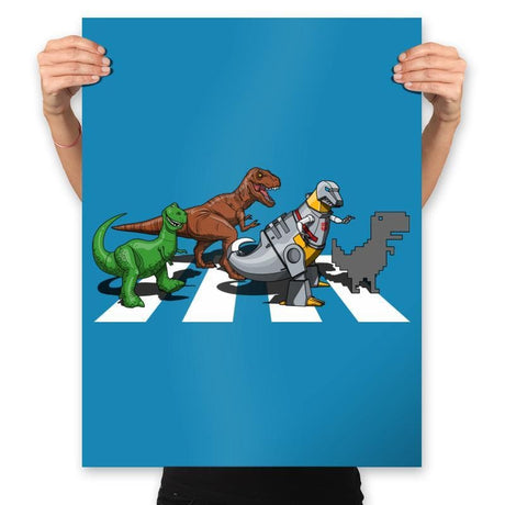 Dino Crossing - Prints Posters RIPT Apparel 18x24 / Sapphire