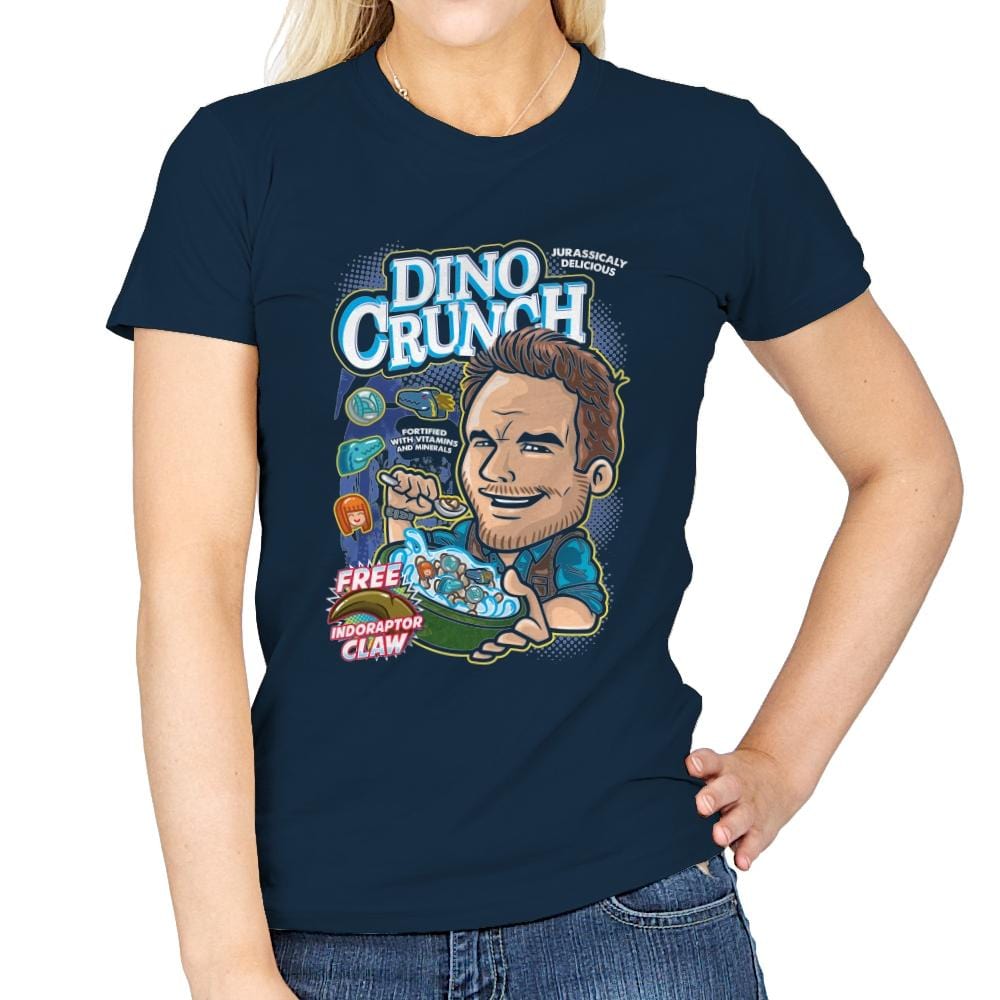 Dino Crunch Cereal - Womens T-Shirts RIPT Apparel Small / Navy