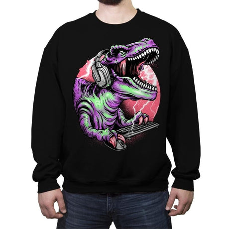 Dino Rage - Crew Neck Sweatshirt Crew Neck Sweatshirt RIPT Apparel Small / Black