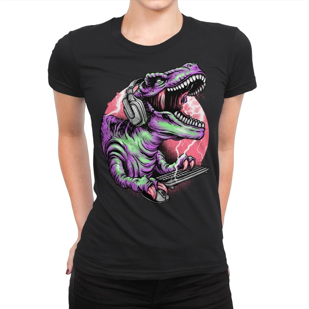 Dino Rage - Womens Premium T-Shirts RIPT Apparel Small / Black