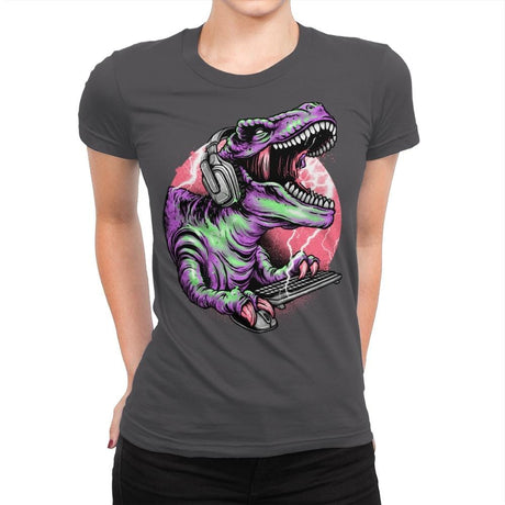 Dino Rage - Womens Premium T-Shirts RIPT Apparel Small / Heavy Metal