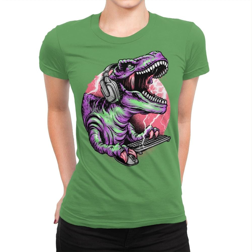 Dino Rage - Womens Premium T-Shirts RIPT Apparel Small / Kelly