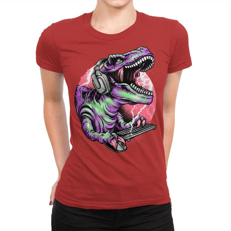 Dino Rage - Womens Premium T-Shirts RIPT Apparel Small / Red