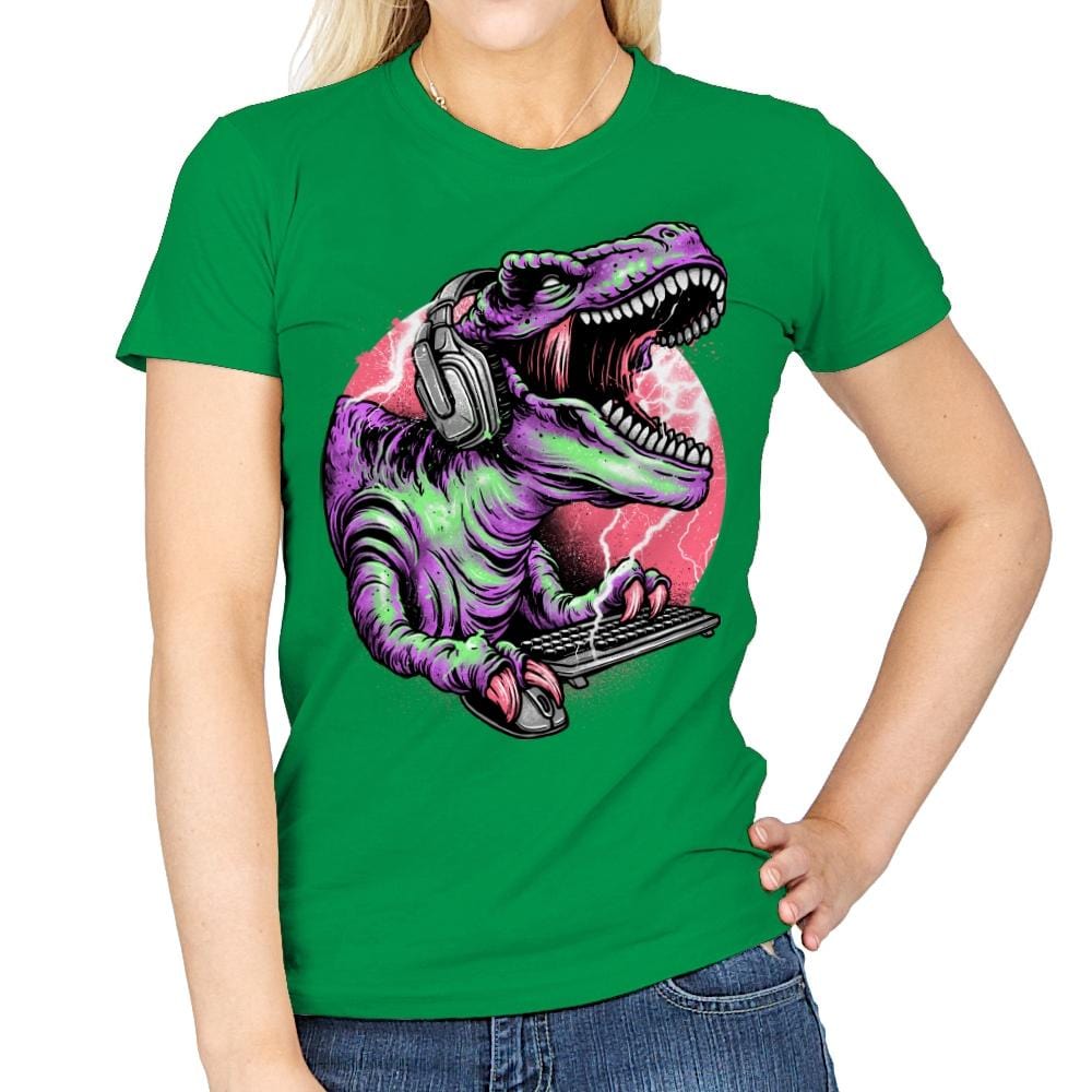 Dino Rage - Womens T-Shirts RIPT Apparel Small / Irish Green