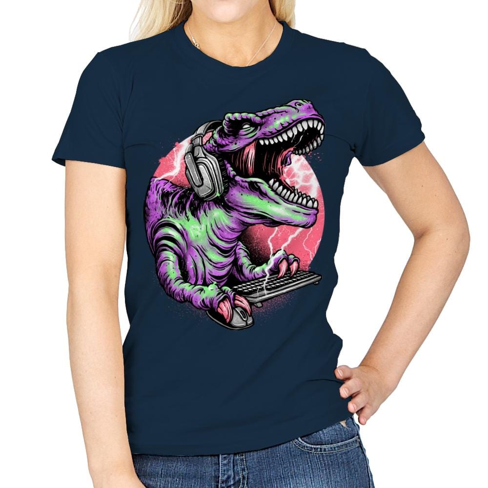 Dino Rage - Womens T-Shirts RIPT Apparel Small / Navy