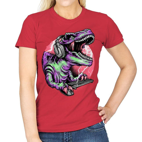 Dino Rage - Womens T-Shirts RIPT Apparel Small / Red