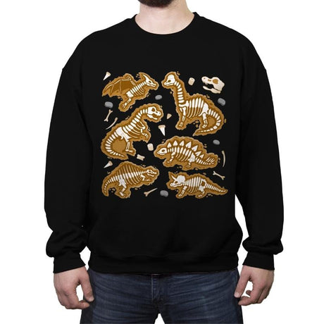 Dinosaur Fossils - Crew Neck Sweatshirt Crew Neck Sweatshirt RIPT Apparel Small / Black