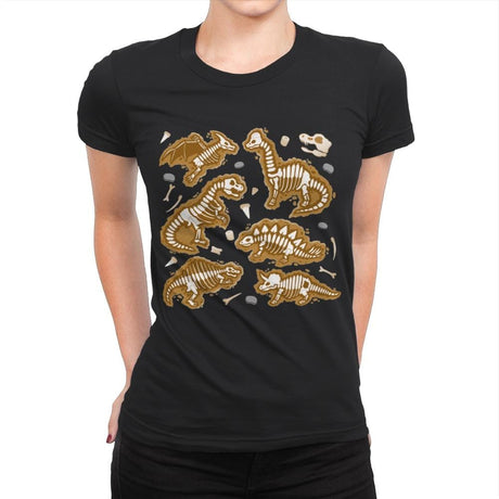 Dinosaur Fossils - Womens Premium T-Shirts RIPT Apparel Small / Black