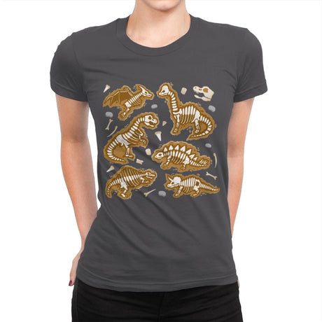 Dinosaur Fossils - Womens Premium T-Shirts RIPT Apparel Small / Heavy Metal