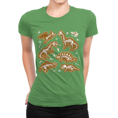 Dinosaur Fossils - Womens Premium T-Shirts RIPT Apparel Small / Kelly