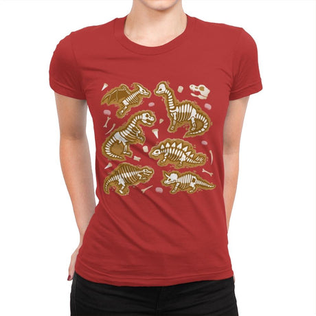 Dinosaur Fossils - Womens Premium T-Shirts RIPT Apparel Small / Red