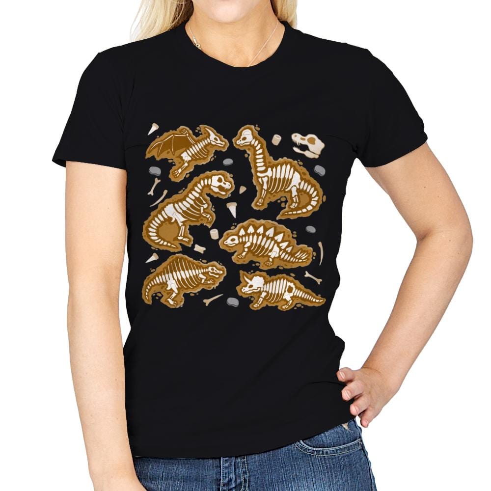 Dinosaur Fossils - Womens T-Shirts RIPT Apparel Small / Black