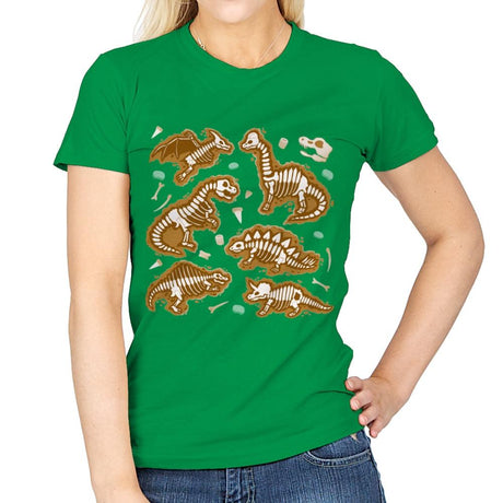 Dinosaur Fossils - Womens T-Shirts RIPT Apparel Small / Irish Green